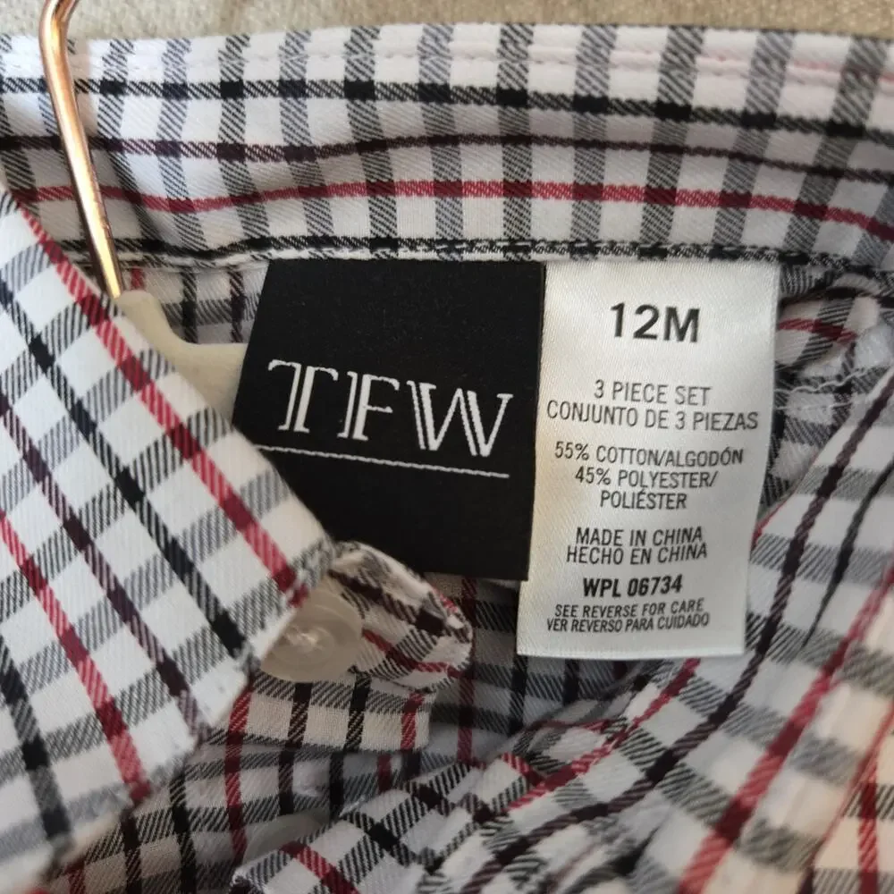 TFW Long Sleeve Button Up Shirt With a Christmas Vest New NWT Photos Party